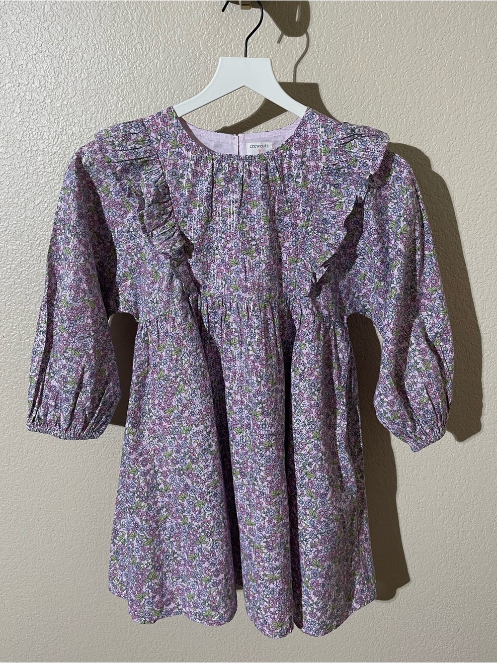 Crewcuts Purple Floral Ruffle Dress